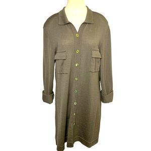 Ana Castro Brown Knit Cardigan Sweater Fine Merino Wool Button Front Sz 48 (L)